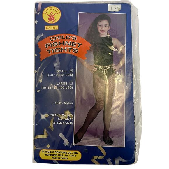 Vintage 90's Girls Black Fishnet Halloween Tights Size 4-8 - Picture 1 of 2